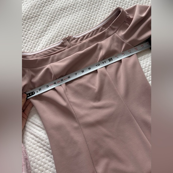 Rinascimento Off-Shoulder Dress in Blush Wedding Guest or Elegant Event Dress - Picture 8 of 11